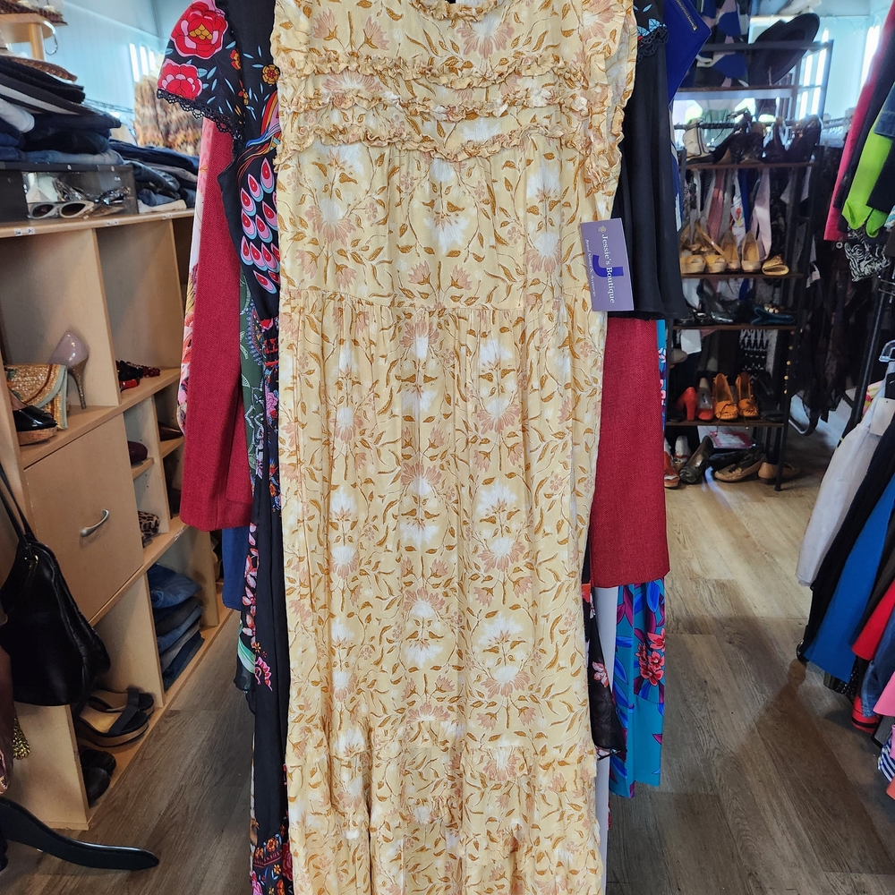 Universal Thread Yellow Floral Ruffled Maxi Dress